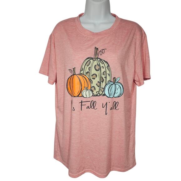 Fall Season Pumpkins Tee Shirt "It's Fall Y'all" Women's Large - Picture 1 of 9